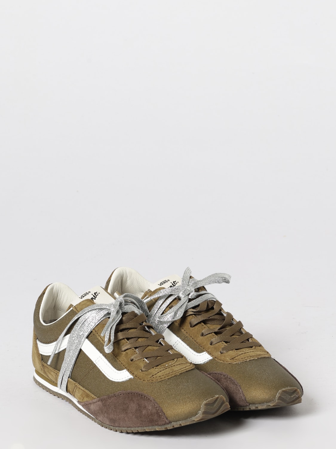 VANS SNEAKERS: Sneakers Premium Super Lowpro Vans in nylon e camoscio , Verde - Img 2