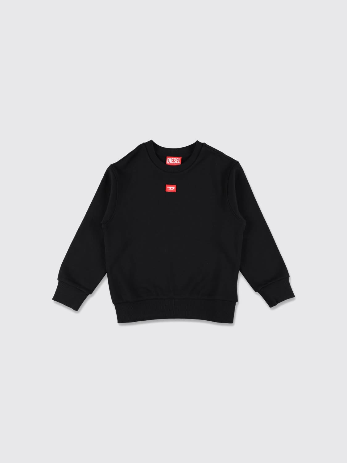 DIESEL PULL: Sweatshirt zippé Diesel en coton pour garçon avec logo Oval D brodé, Noir - Img 1