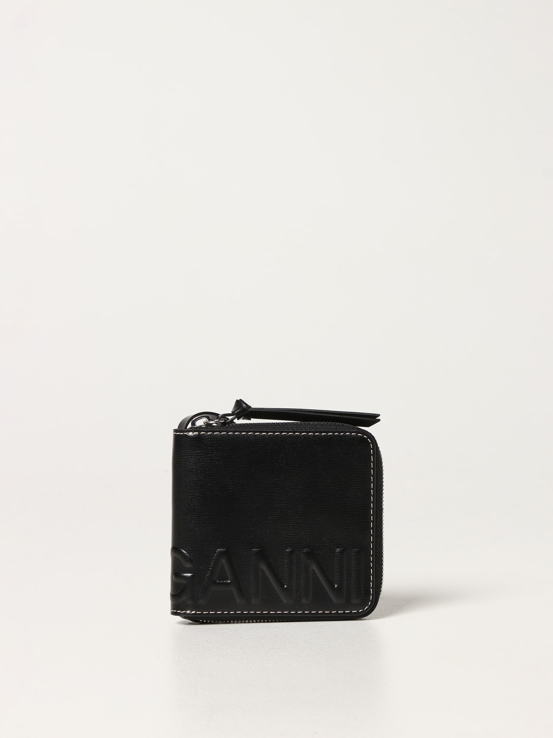 GANNI: wallet in recycled leather - Black | GANNI wallet A3894 online ...