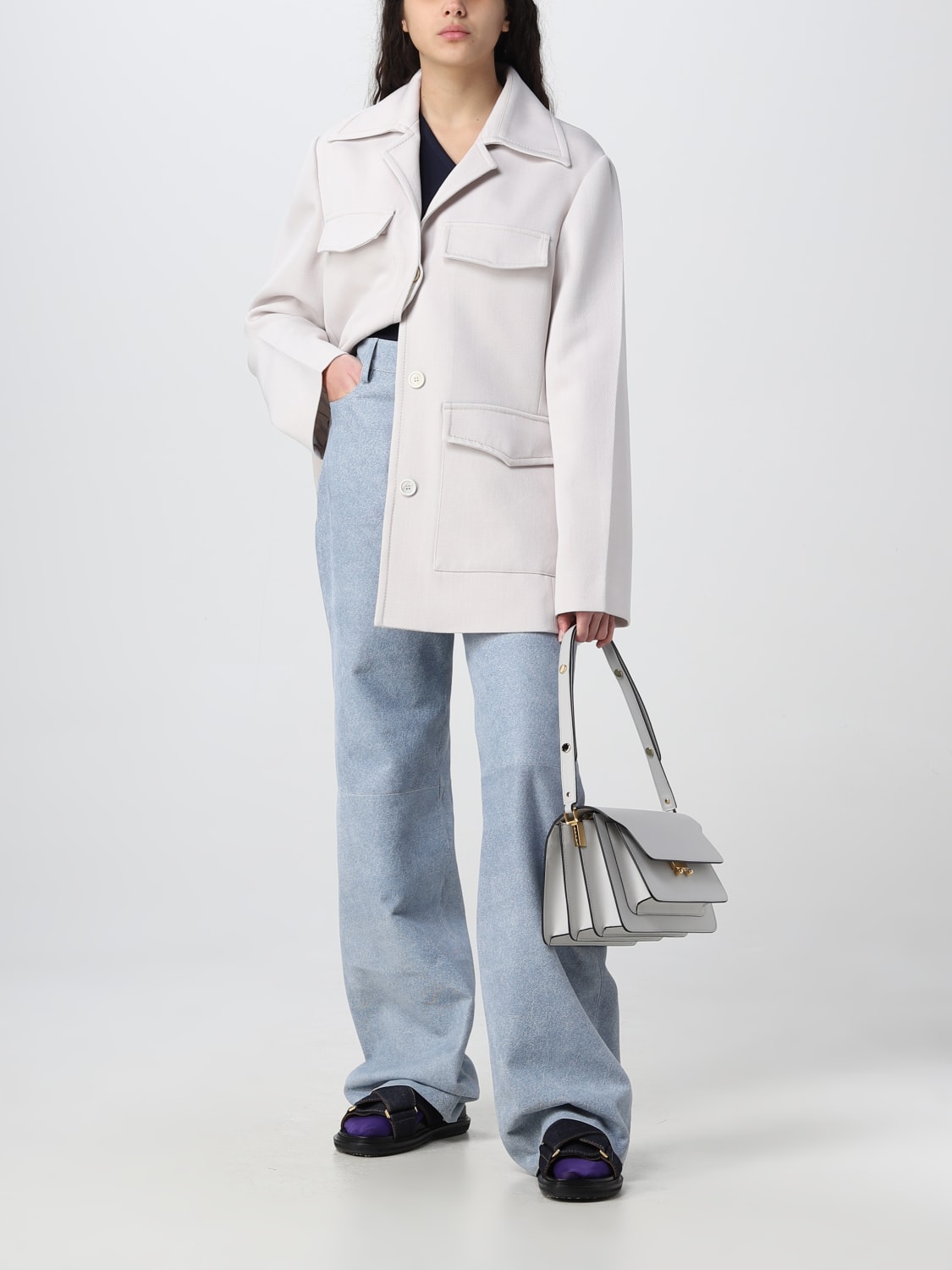 MARNI MINI BAG: Marni Trunk bag in saffiano leather, White - Img 2