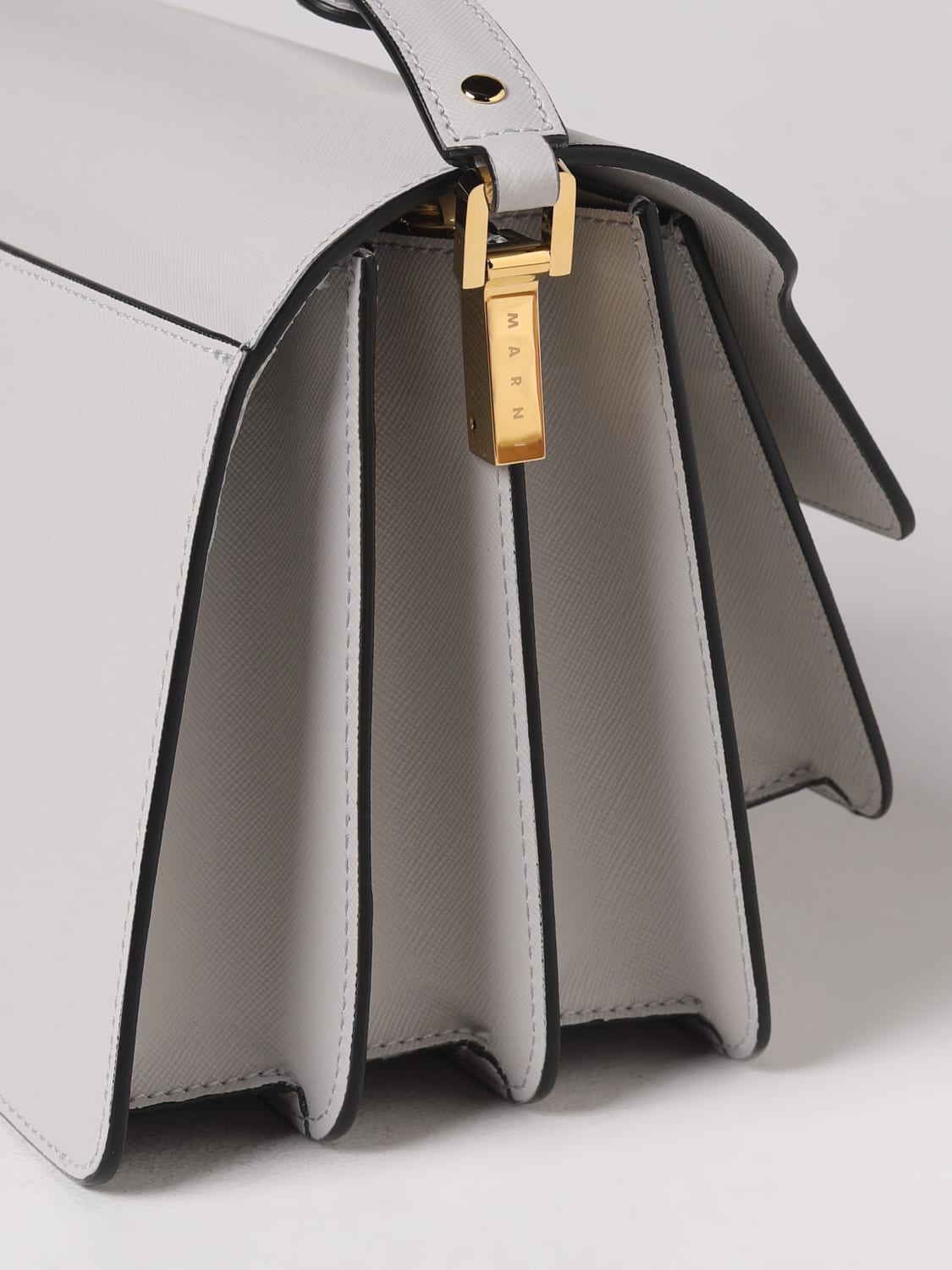 MARNI MINI BAG: Marni Trunk bag in saffiano leather, White - Img 5