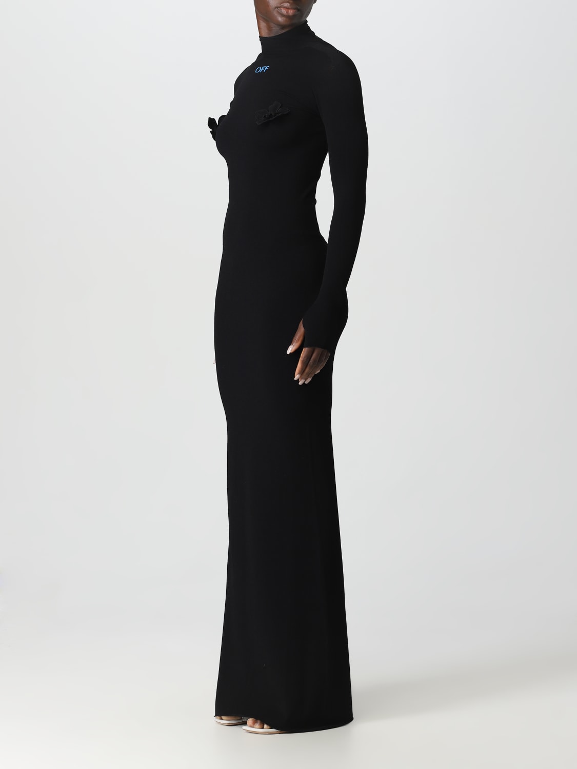 OFF-WHITE DRESS: Off-white dress in viscose blend, Black - Img 3