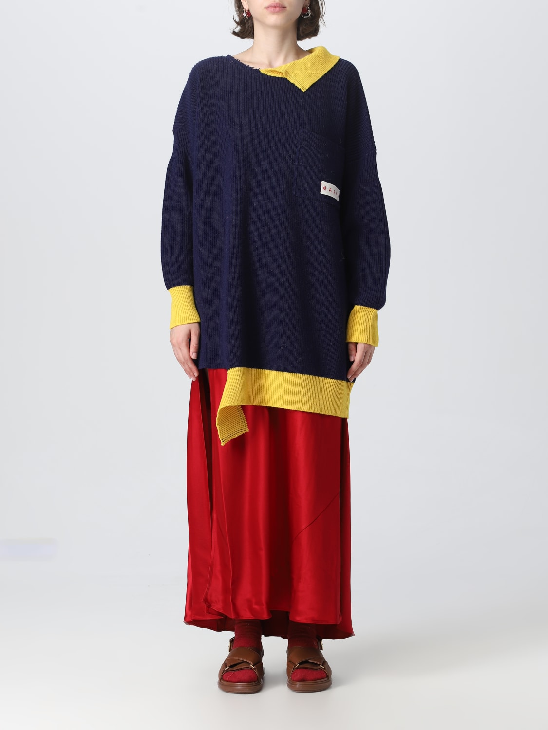 MARNI DRESS: Marni suit in wool and cotton blend, Blue - Img 1