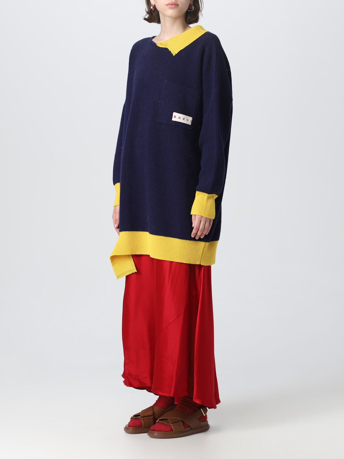 MARNI DRESS: Marni suit in wool and cotton blend, Blue - Img 4