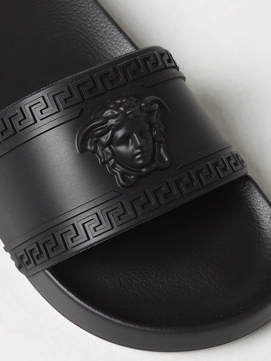 Versace silver shops slides