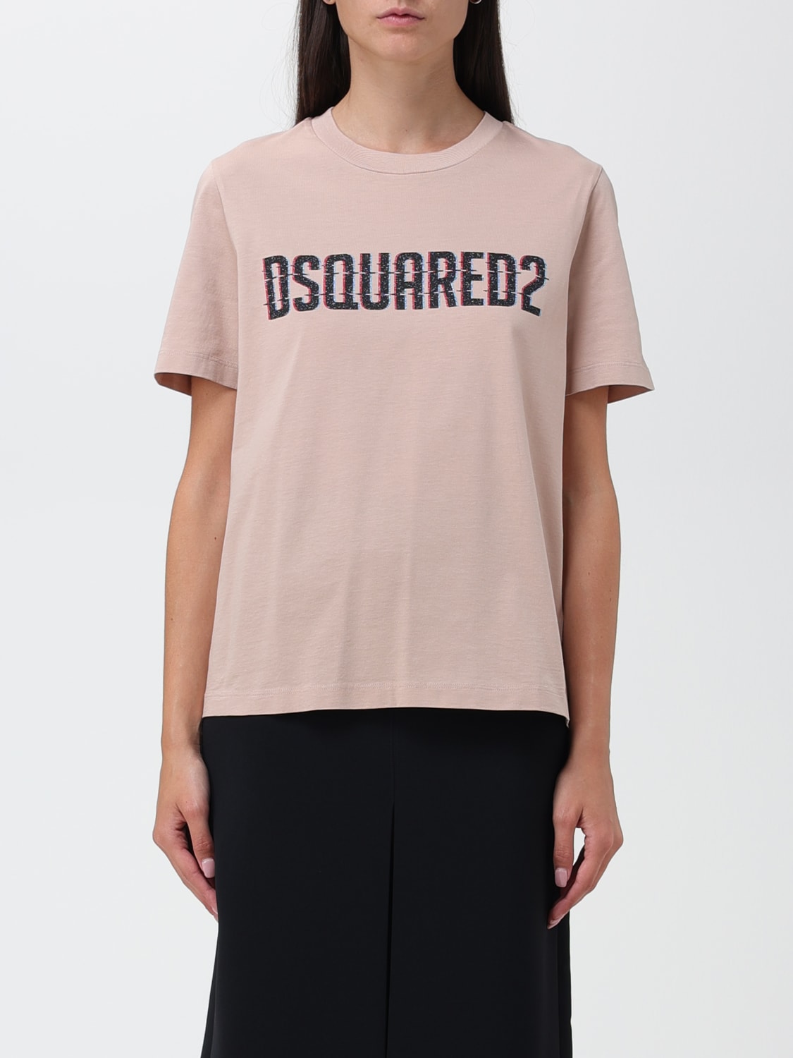 DSQUARED2 T-SHIRT: Dsquared2 cotton t-shirt with printed logo, Blush Pink - Img 1