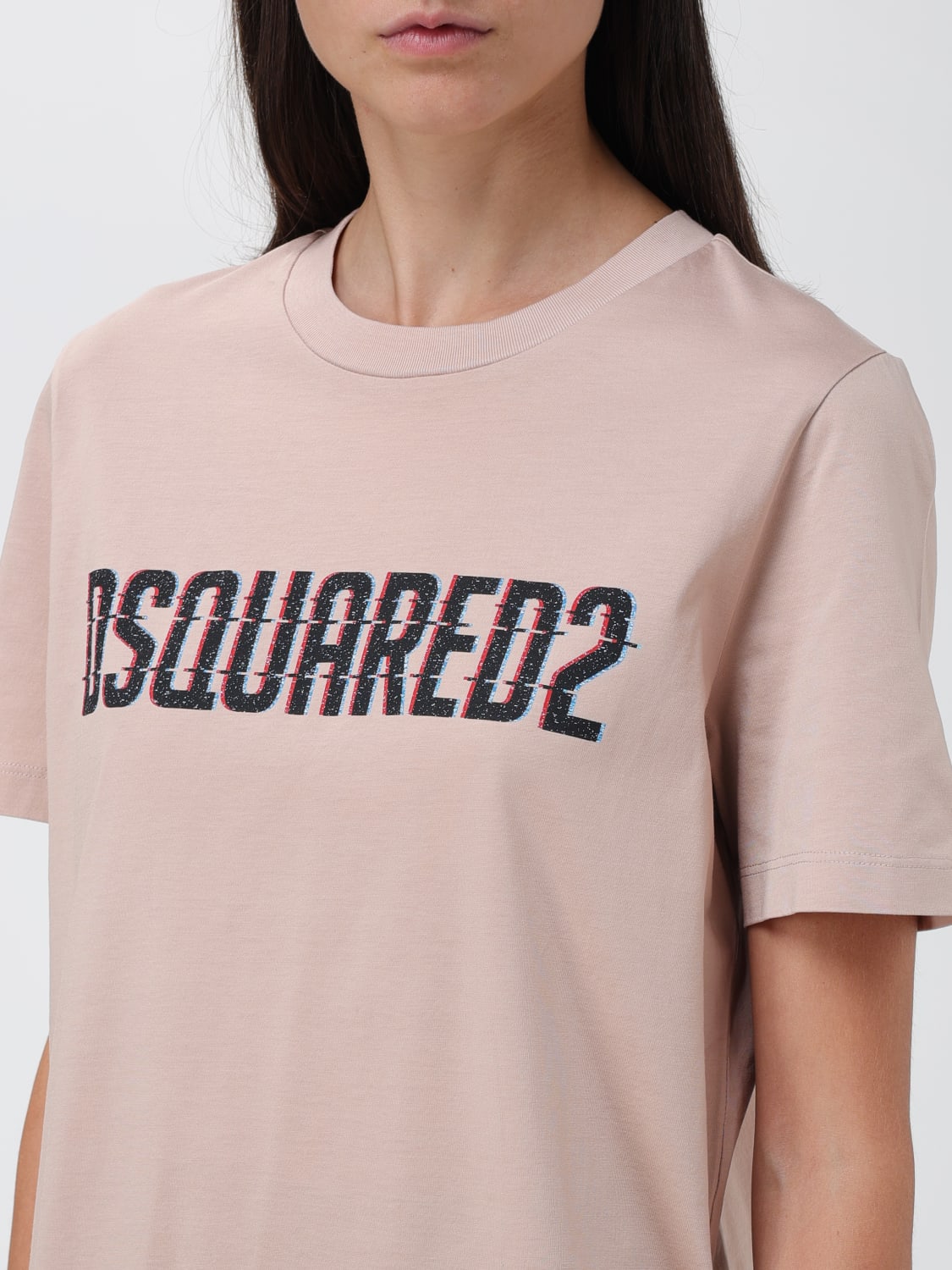 DSQUARED2 T-SHIRT: Dsquared2 cotton t-shirt with printed logo, Blush Pink - Img 3