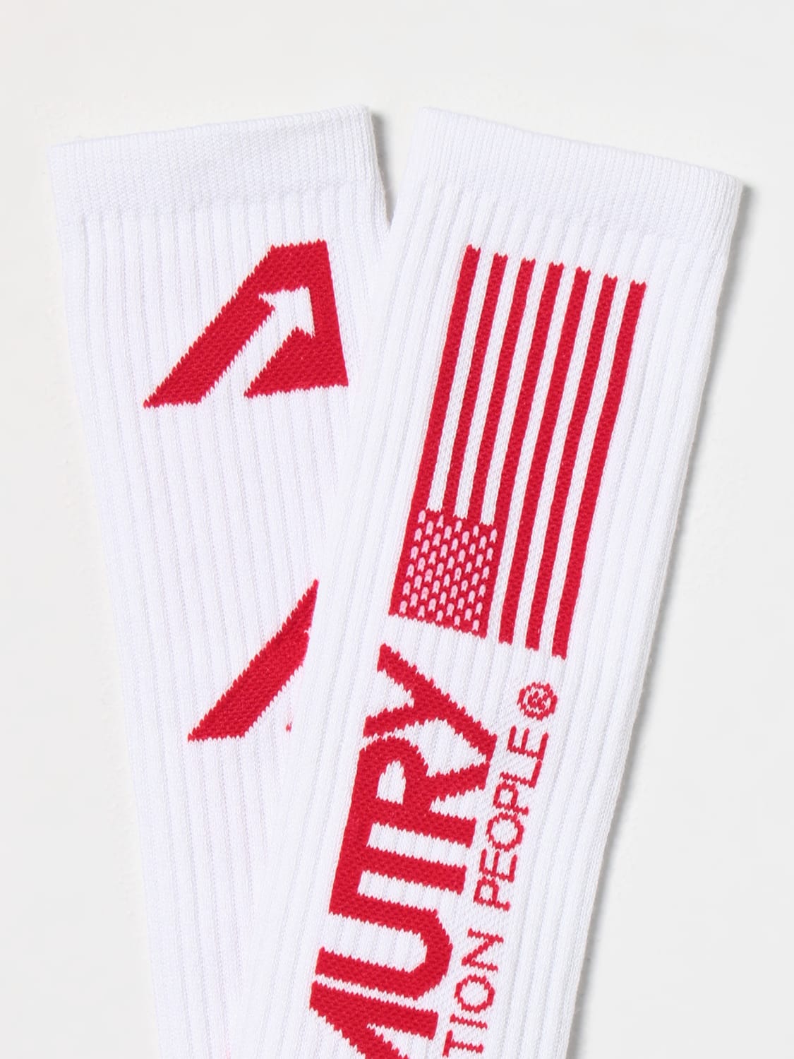 AUTRY SOCKS: Autry socks in stretch cotton with jacquard logo, Red - Img 2