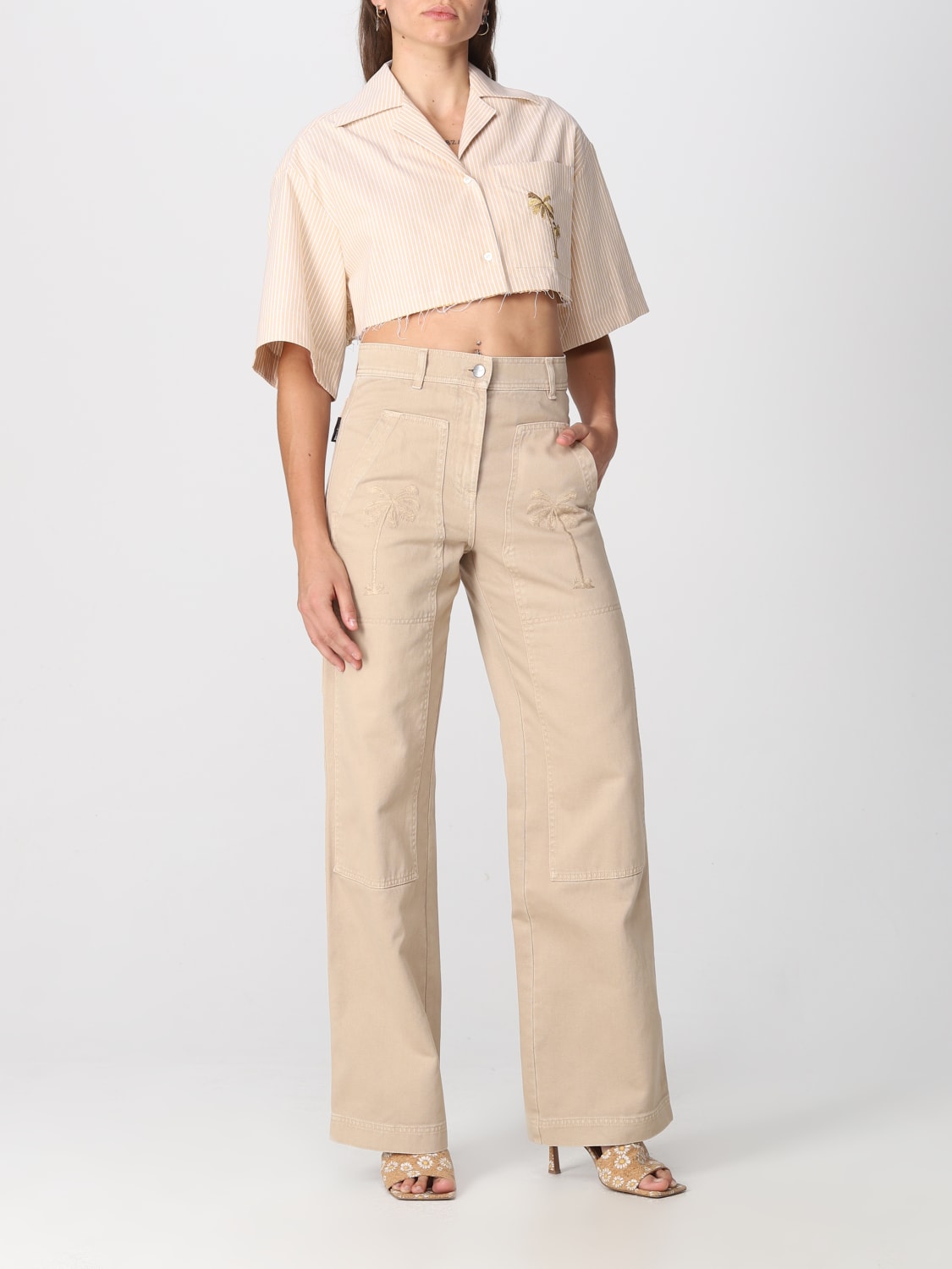 PALM ANGELS PANTS: Pants woman Palm Angels, Beige - Img 2