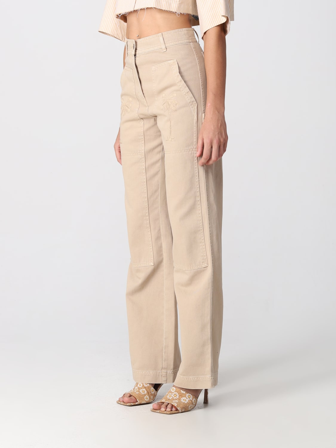 PALM ANGELS PANTS: Pants woman Palm Angels, Beige - Img 4