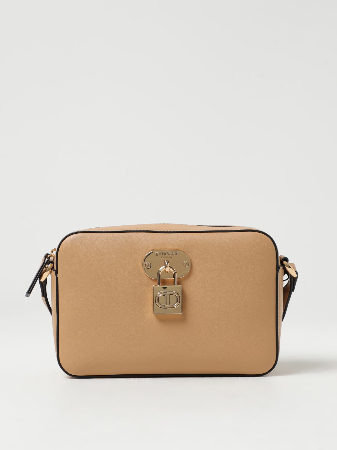 TWINSET MINI BAG: Twinset bag in synthetic leather with charm, Brown - Img 1