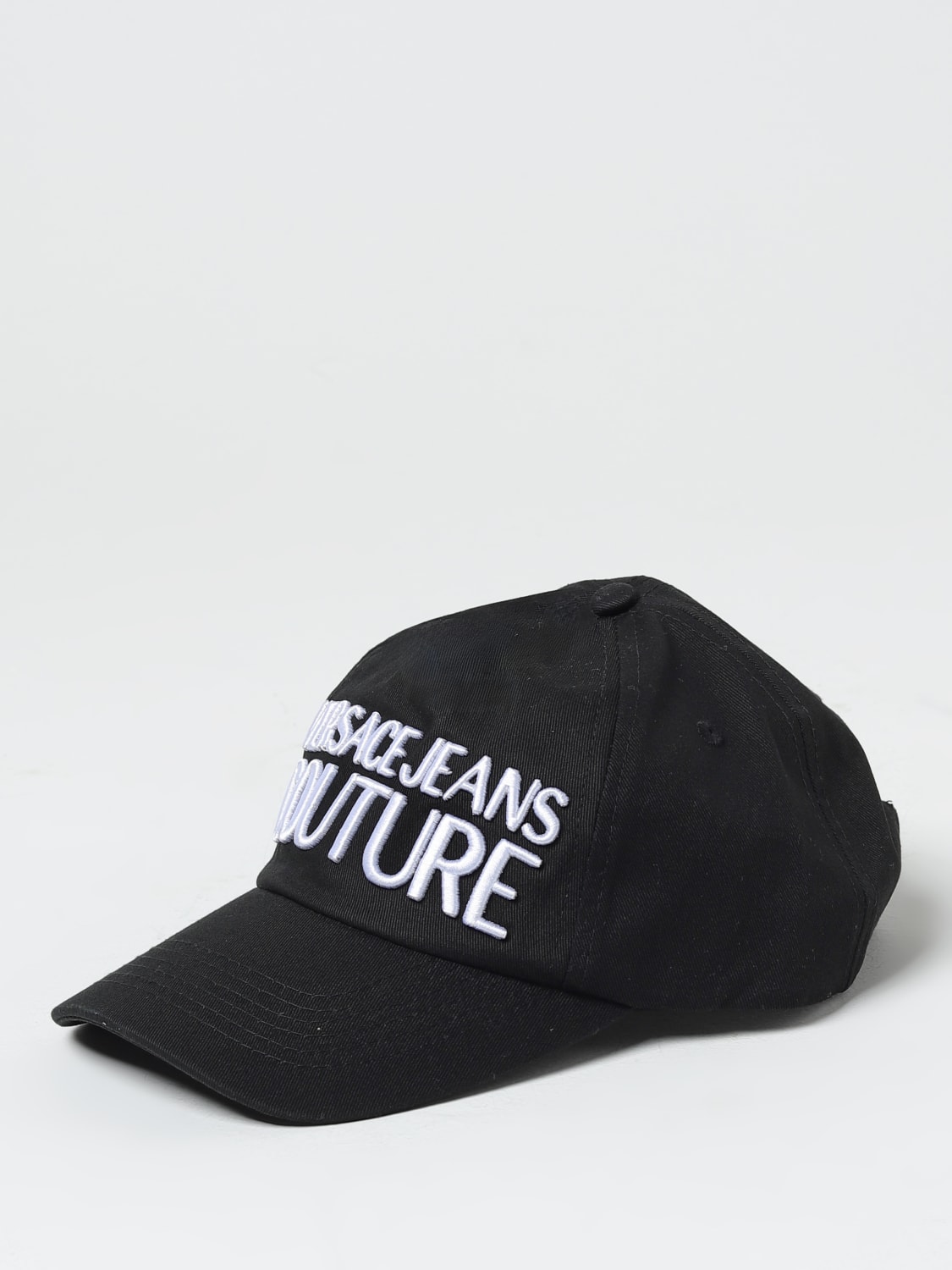 VERSACE JEANS COUTURE HAT: Versace Jeans Couture hat in twill with logo, Black - Img 1