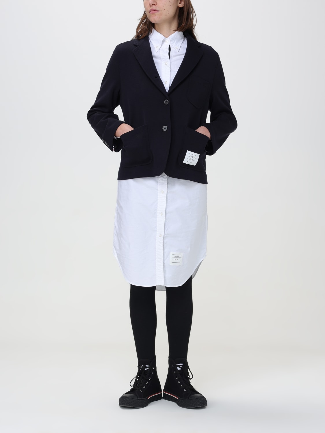 ワンピース THOM BROWNE Woman Dress White FDS001EF0313 100 Cotton dress THOM BROWNE FDS001E F0313100 - Ancote