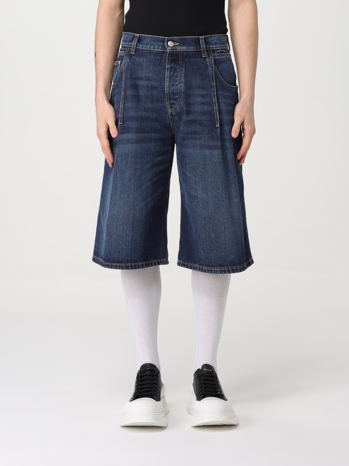 MCQUEEN PANTALONCINO: Bermuda McQueen in denim , Blue - Img 1