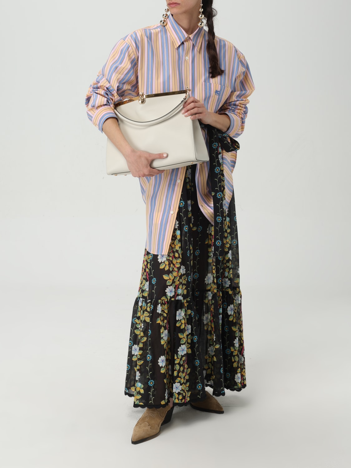 ETRO BORSA A SPALLA: Borsa Vela Etro in pelle, Panna - Img 2