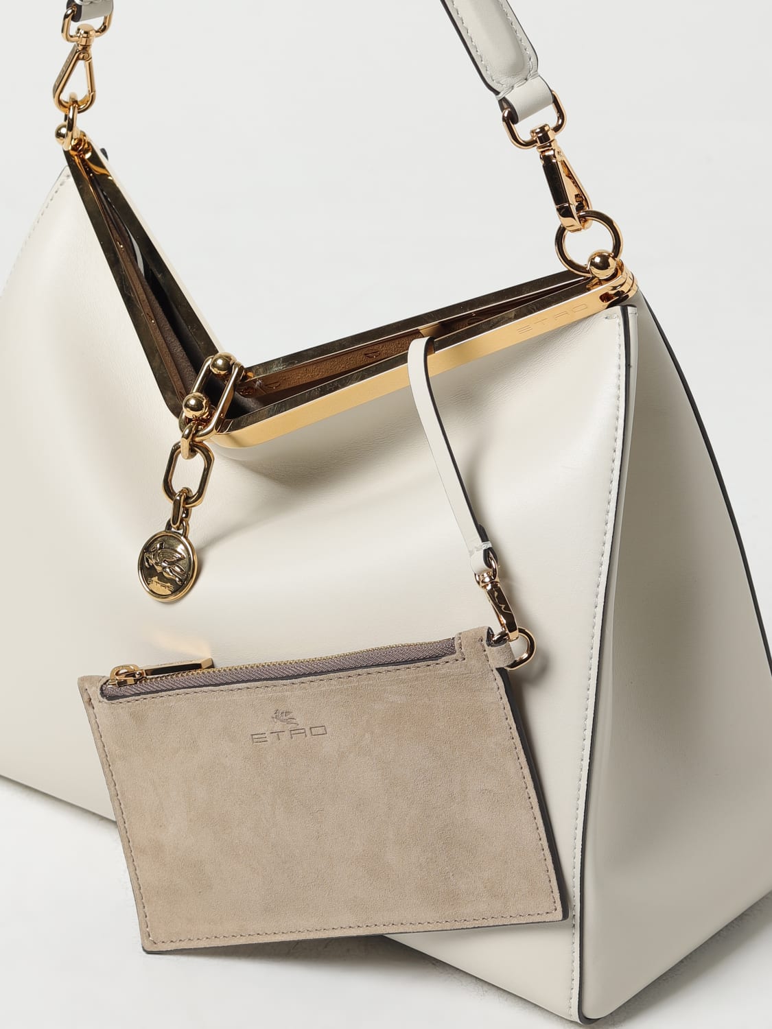 ETRO BORSA A SPALLA: Borsa Vela Etro in pelle, Panna - Img 4