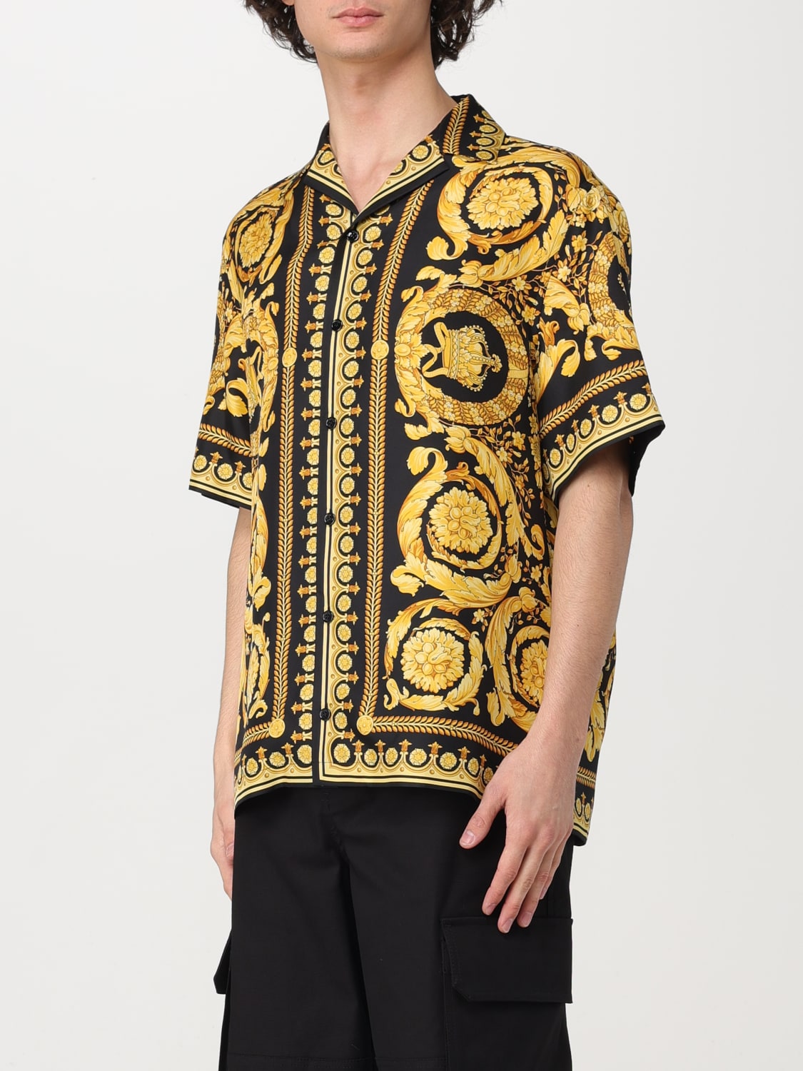 Versace Outlet Camicia in seta con stampa Baroque Nero Camicia Versace 10039261A03044 online su GIGLIO.COM