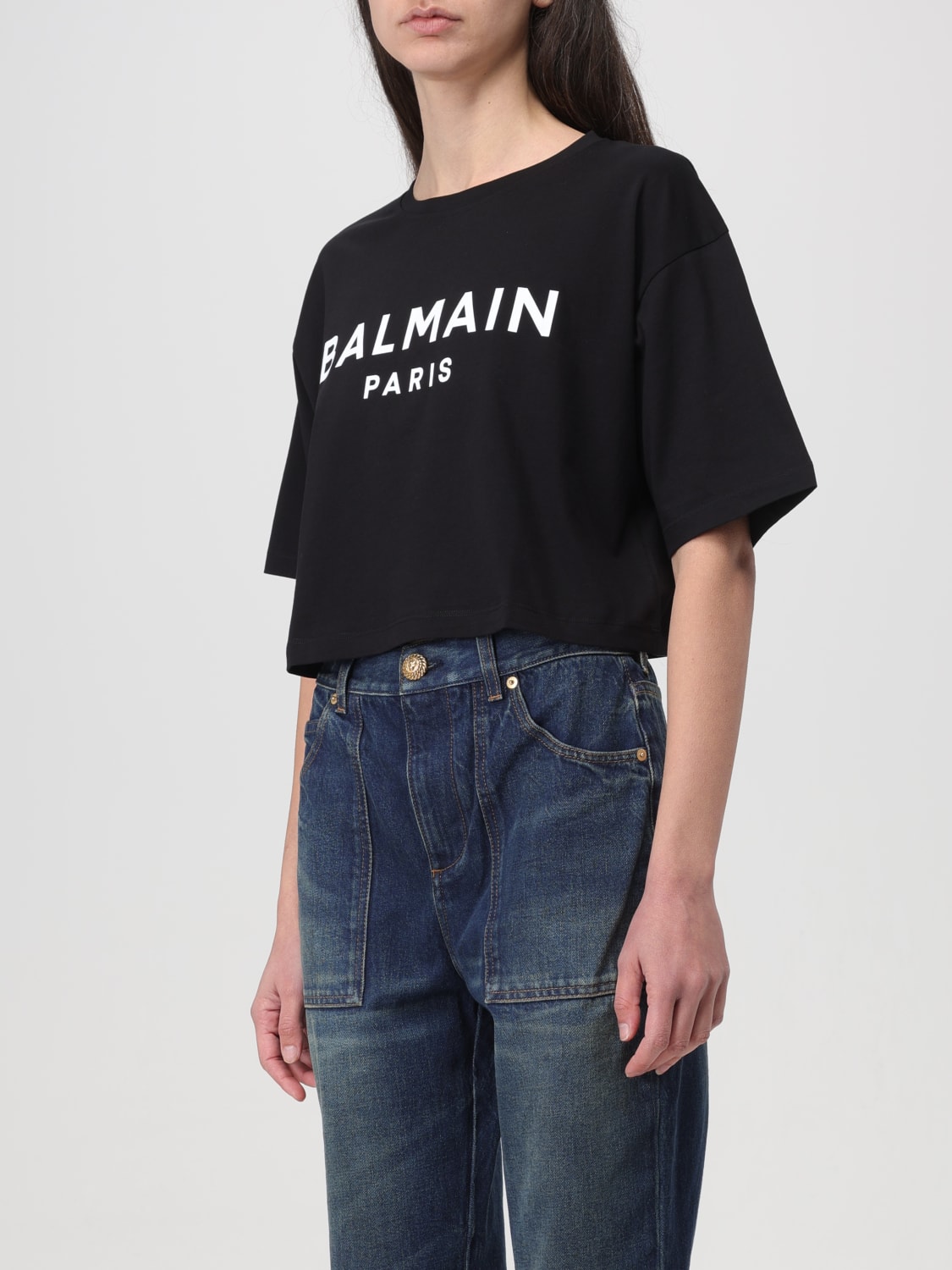 Tシャツ・カットソー BALMAIN Woman T-Shirt Black BF1EE020BB02 EAB BALMAIN：Tシャツ レディース - ブラック | GIGLIO.COM