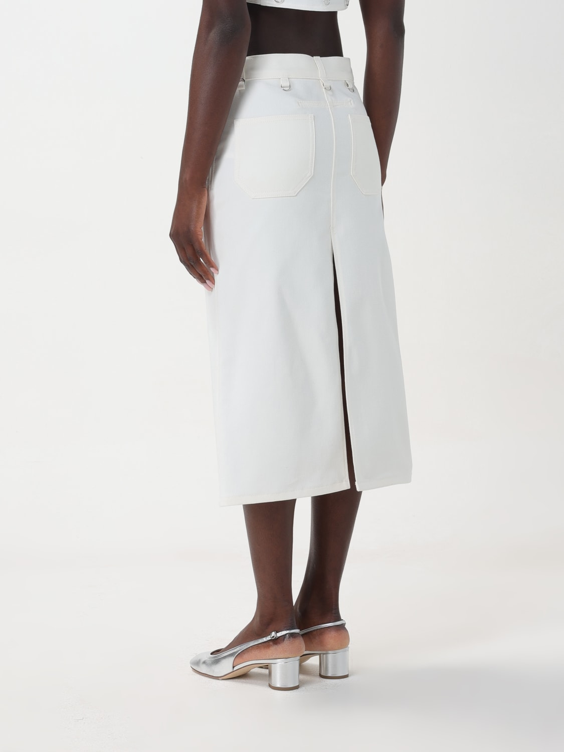 スカート COURREGES Women Mid Skirts 124CJU155 WHITE BELTED MINI SKIRT - courrèges