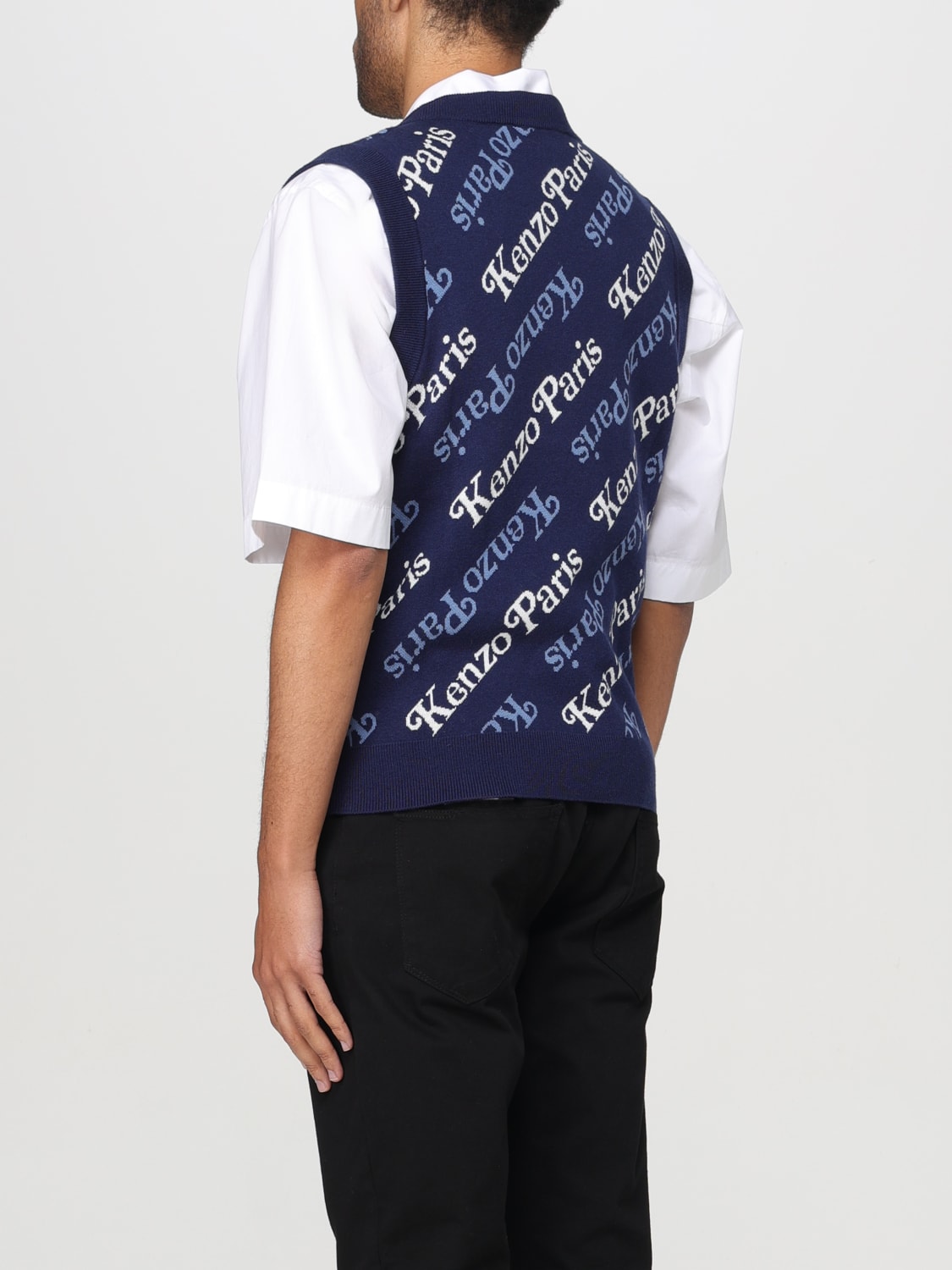 Kenzo Outlet Pull homme Bleu Gilet Kenzo FE55PU4583CB en ligne sur GIGLIO.COM