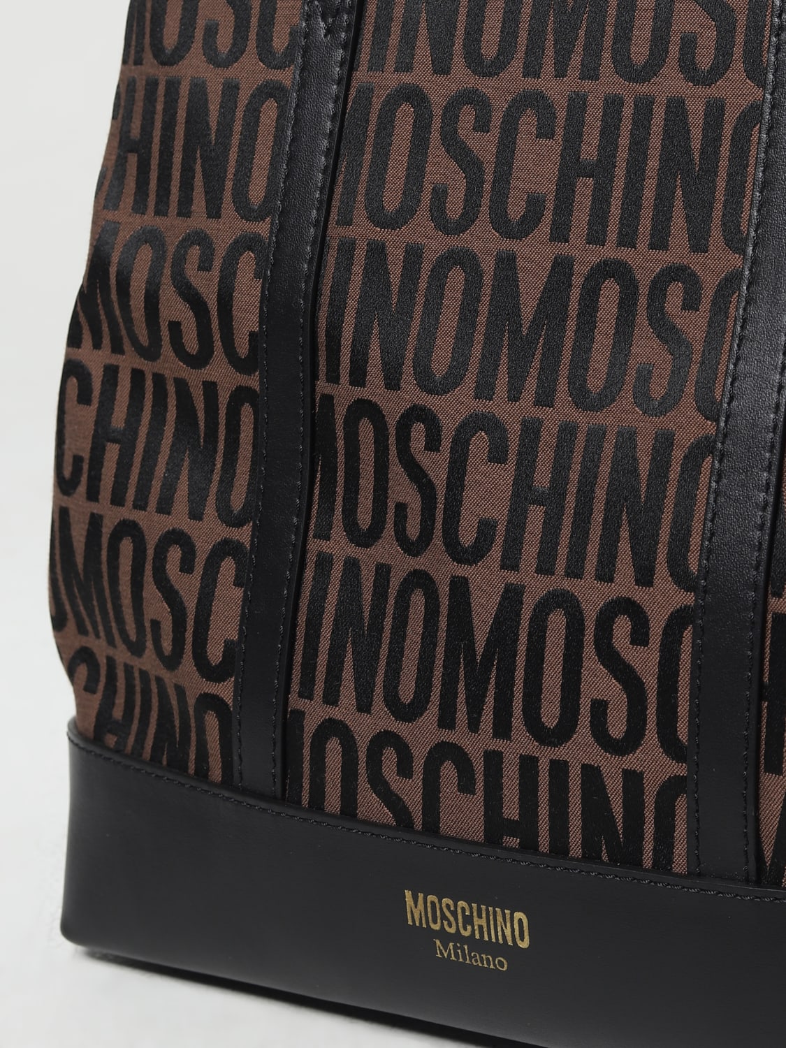 MOSCHINO COUTURE BORSA A SPALLA: Borsa Moschino Couture in tessuto jacquard e pelle, Marrone - Img 3