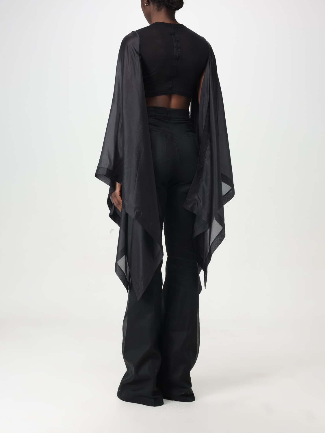 RICK OWENS TOP: Top Flag Rick Owens in cotone e seta, Nero - Img 3