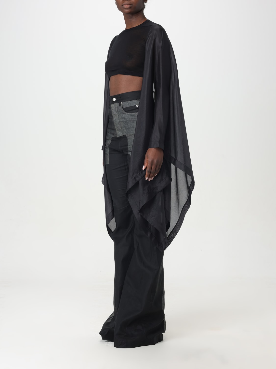 RICK OWENS TOP: Top Flag Rick Owens in cotone e seta, Nero - Img 4