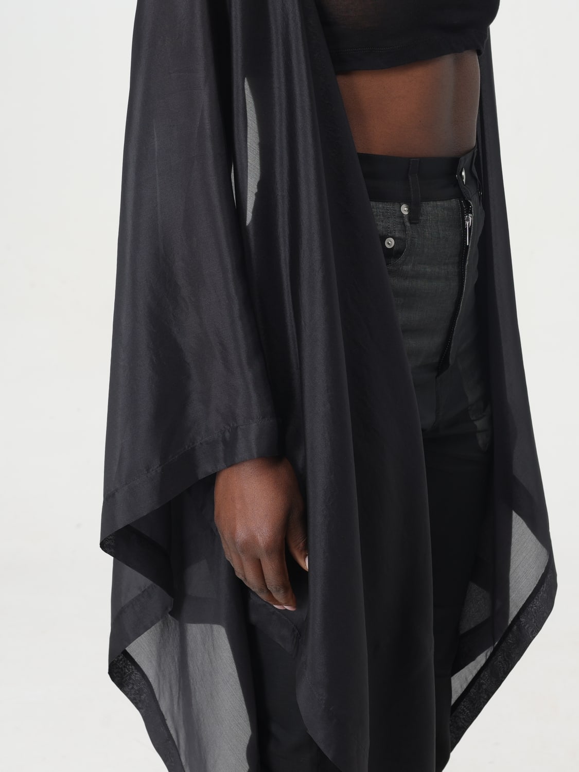 RICK OWENS TOP: Top Flag Rick Owens in cotone e seta, Nero - Img 5