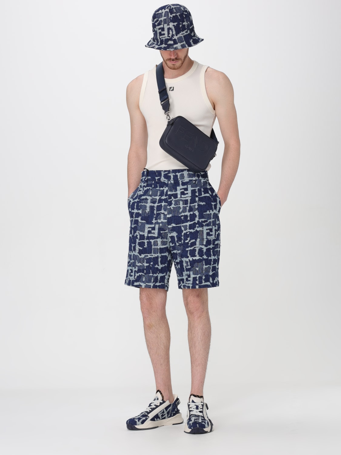 Fendi Outlet Short men Blue Fendi short FLP347AR9N online at GIGLIO.COM