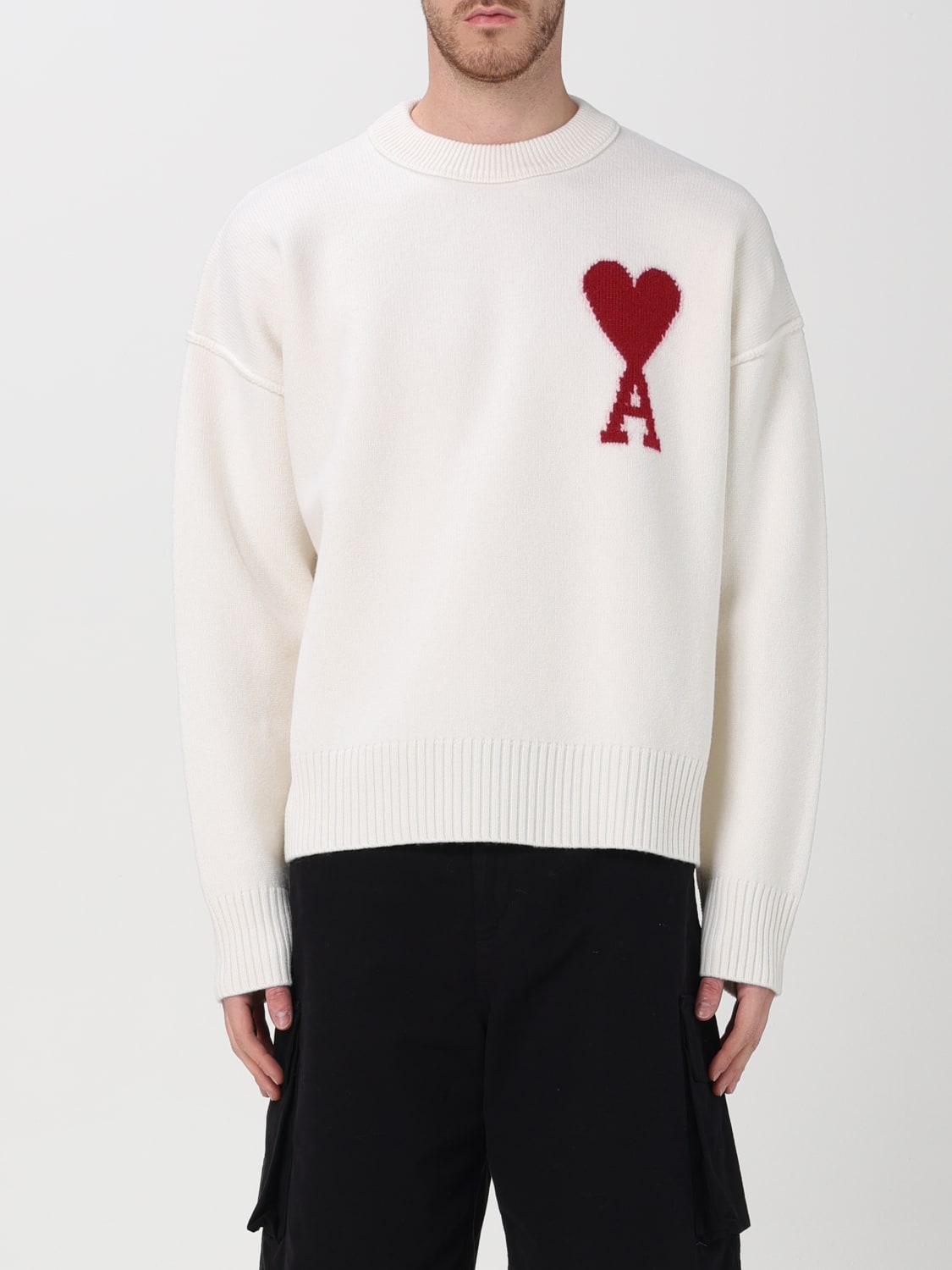 AMI PARIS: Sweater men - White | Ami Paris sweater BFUKS006018 online ...