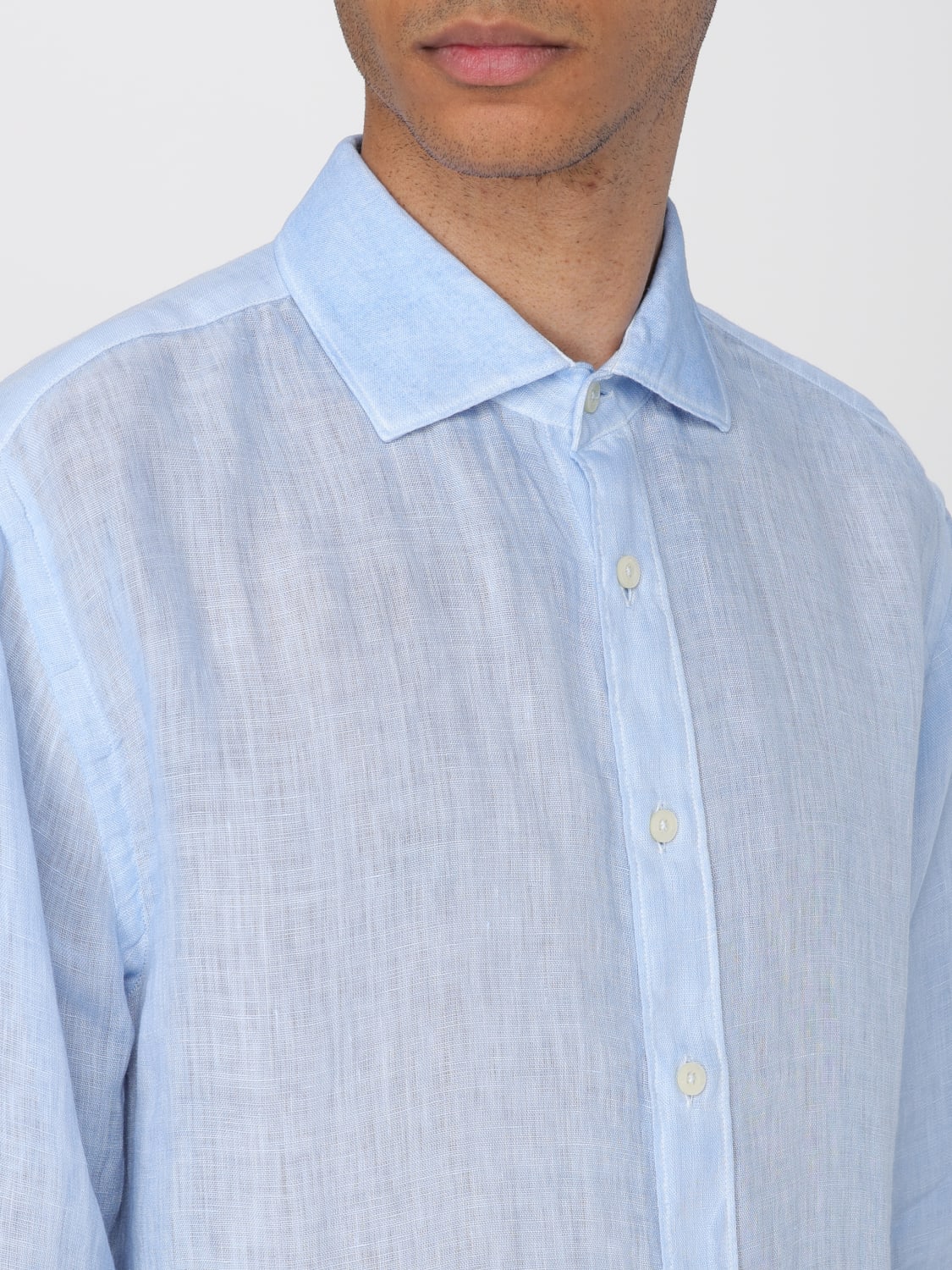 120% LINO CAMISA: Camisa hombre 120% Lino, Azul Claro - Img 3