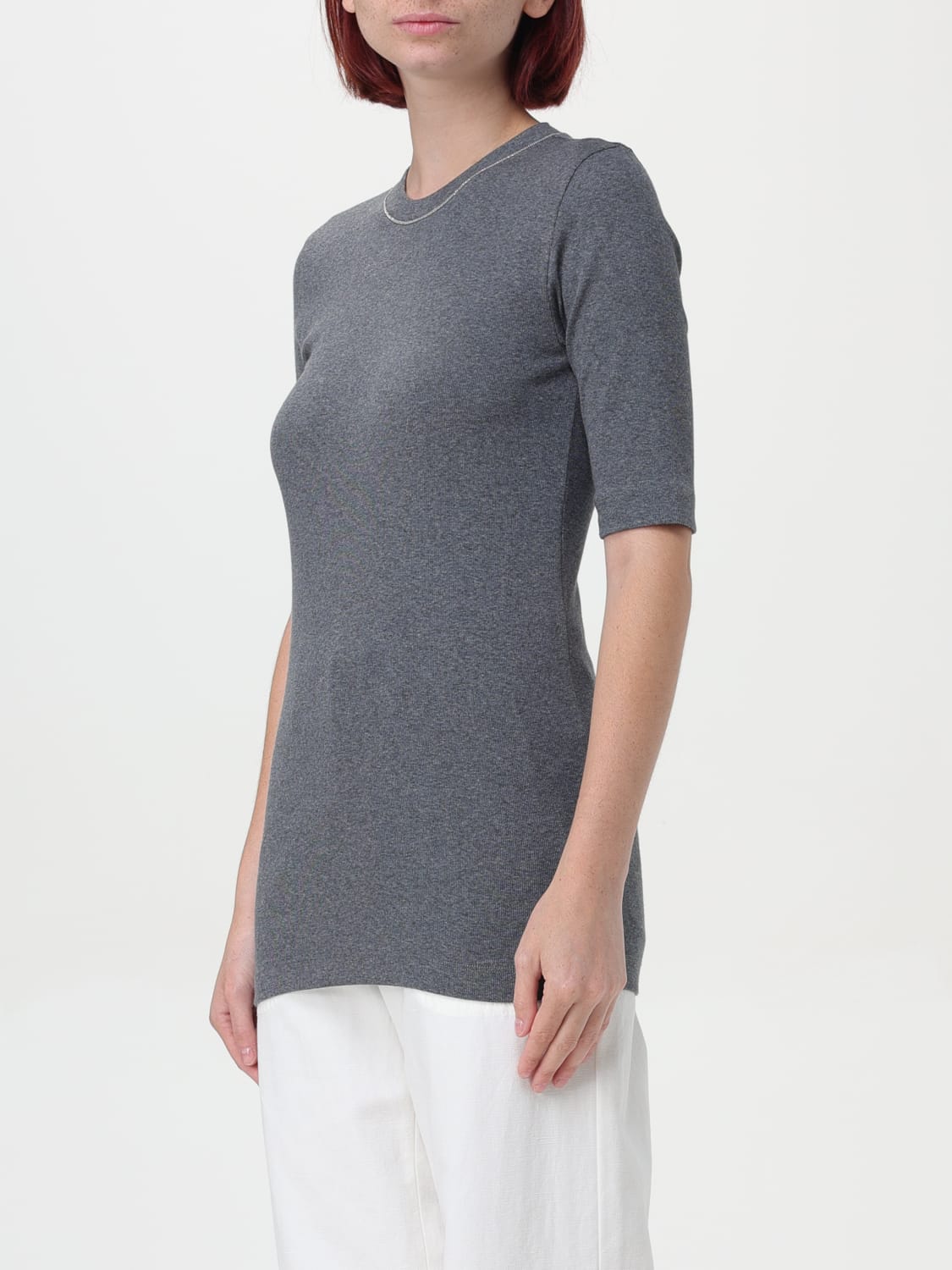 BRUNELLO CUCINELLI CAMISETA: Camiseta mujer Brunello Cucinelli, Gris - Img 3