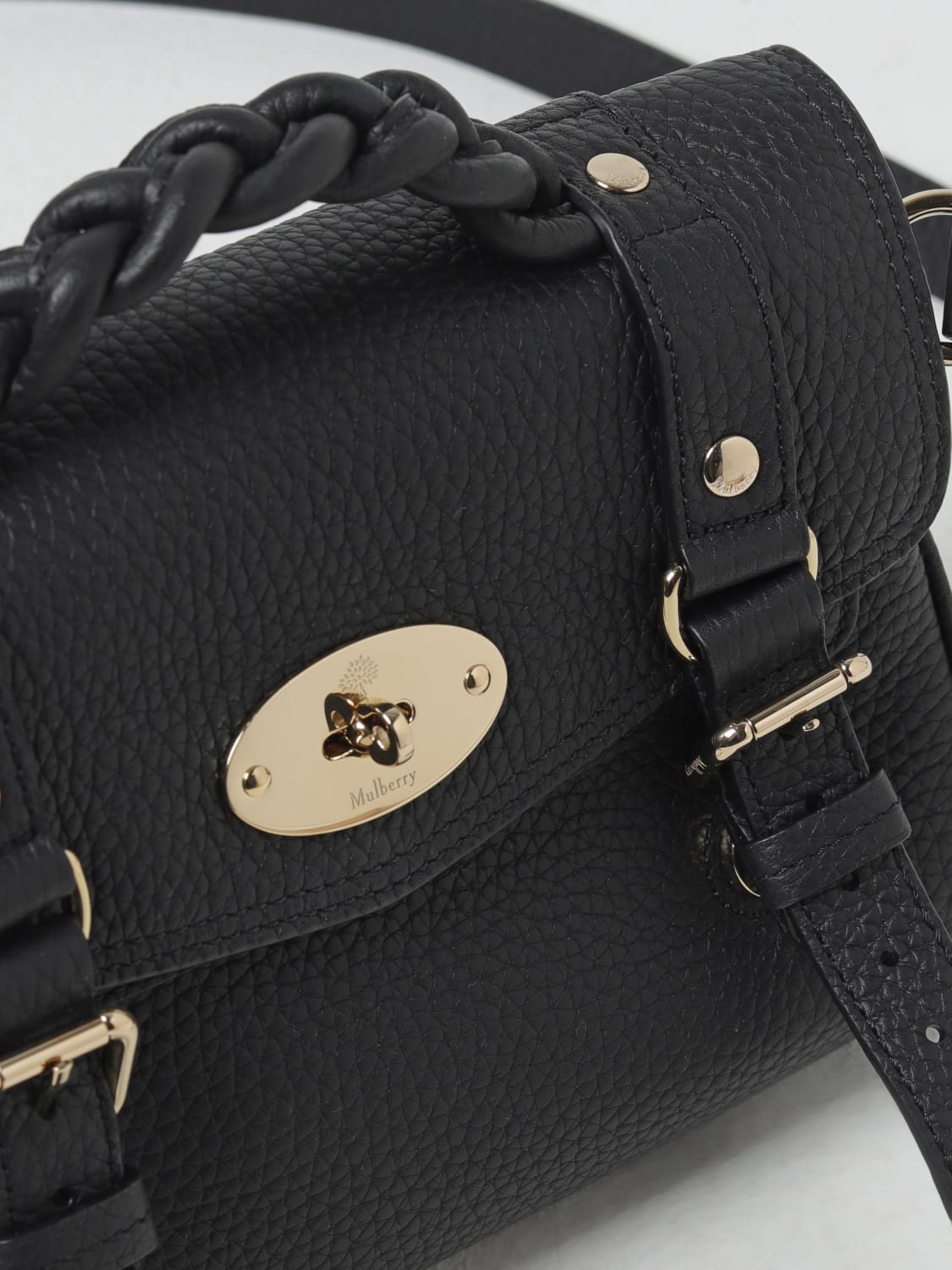 MULBERRY BORSA MINI: Borsa Alexa Mulberry in pelle a grana , Nero - Img 3