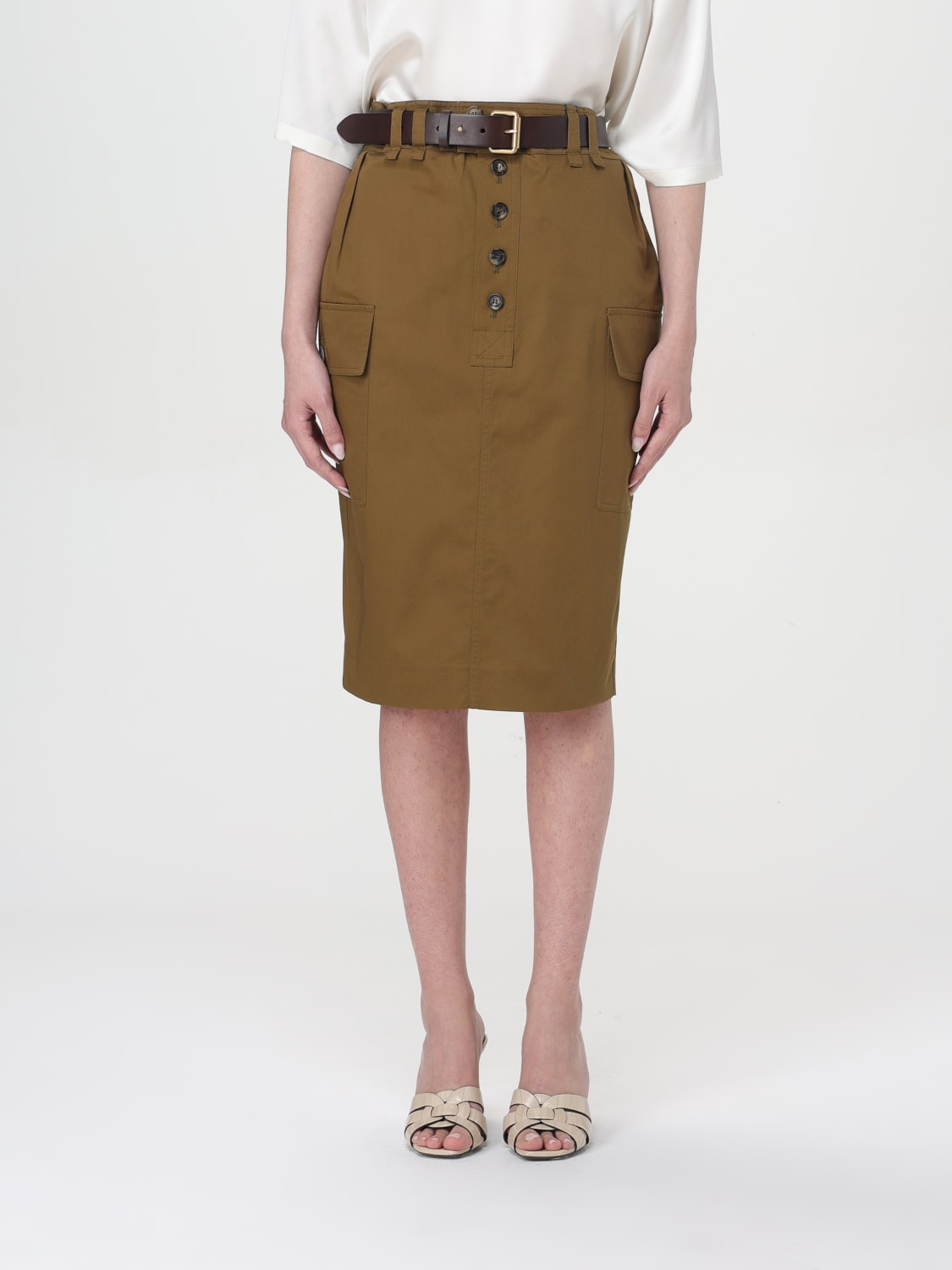 スカート SAINT LAURENT Woman Skirt Kaki 785392Y9I25 3653 SAINT LAURENT: Skirt woman - Kaki | Saint Laurent skirt