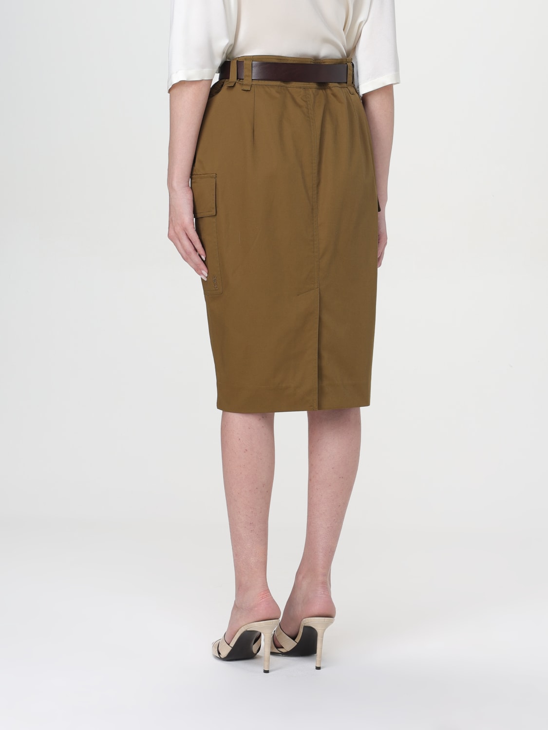 スカート SAINT LAURENT Woman Skirt Kaki 785392Y9I25 3653 SAINT LAURENT: Skirt woman - Kaki | Saint Laurent skirt