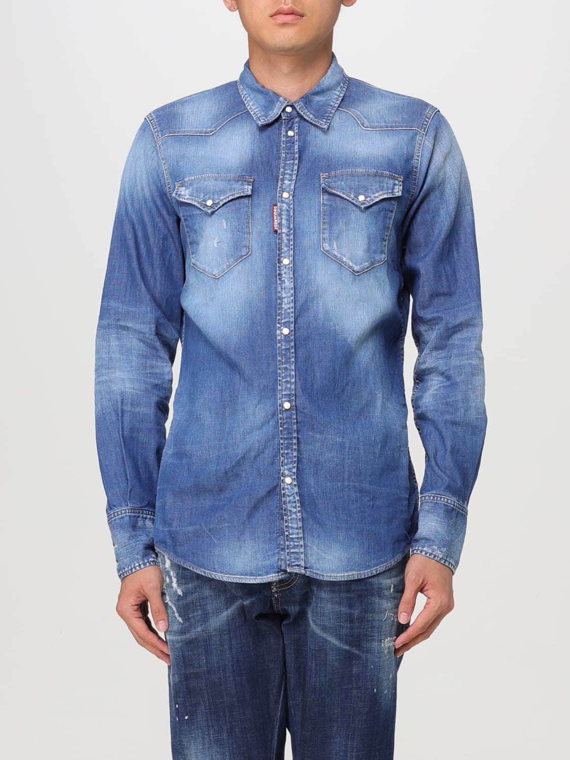 DSQUARED2 CAMISA: Camisa hombre Dsquared2, Azul Oscuro - Img 1