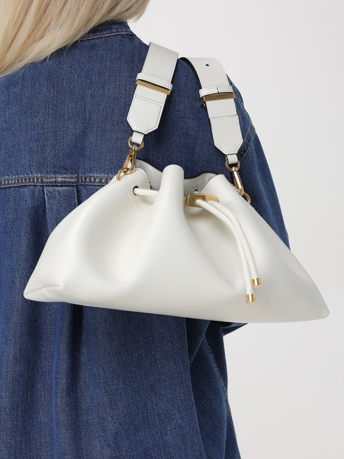 JIMMY CHOO SCHULTERTASCHE: Umhängetasche damen Jimmy Choo, Weiß - Img 2