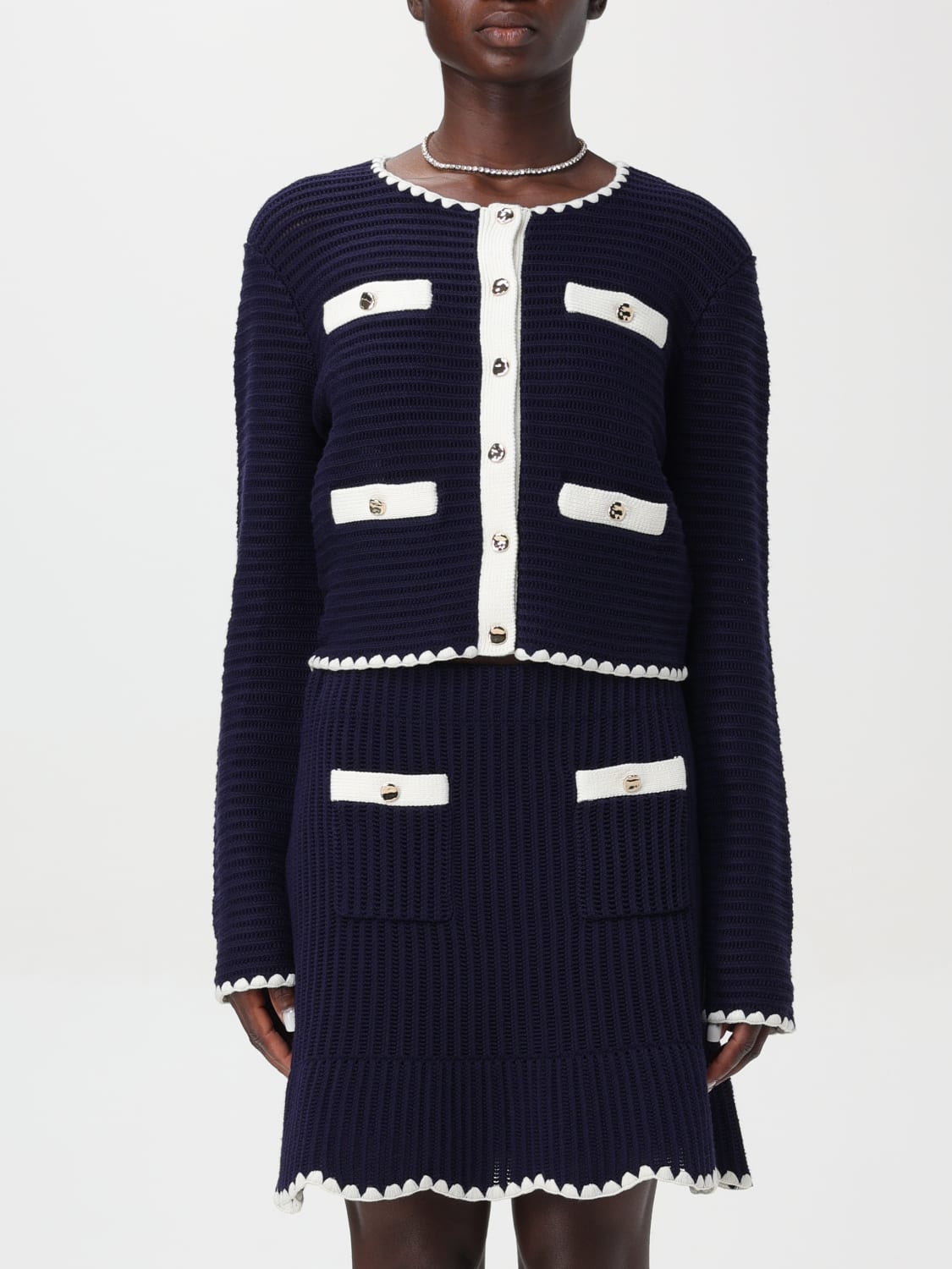 Giglio Cardigan a girocollo crochet Self-Portrait