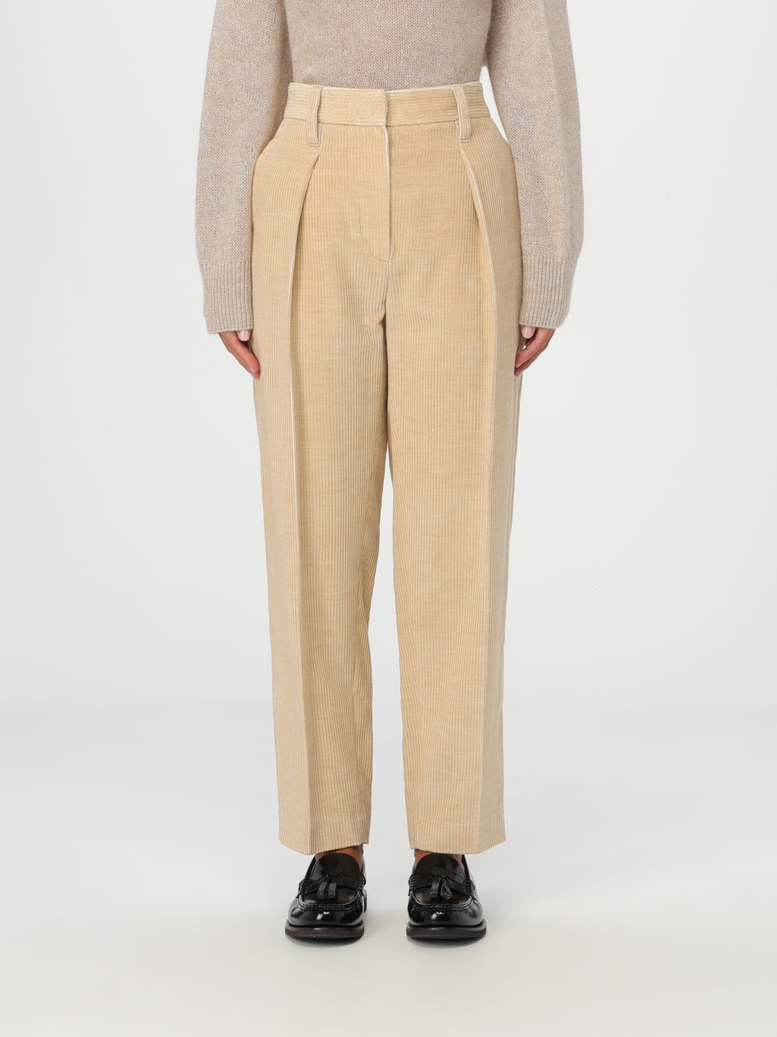 BRUNELLO CUCINELLI PANTS: Pants woman Brunello Cucinelli, Beige - Img 1