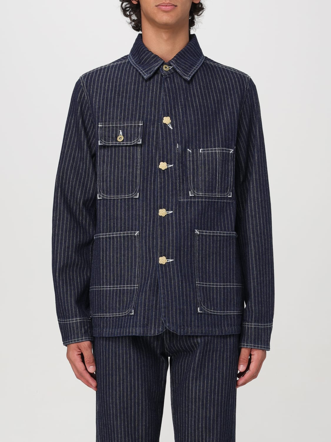 Giglio Overshirt Kenzo in denim a righe