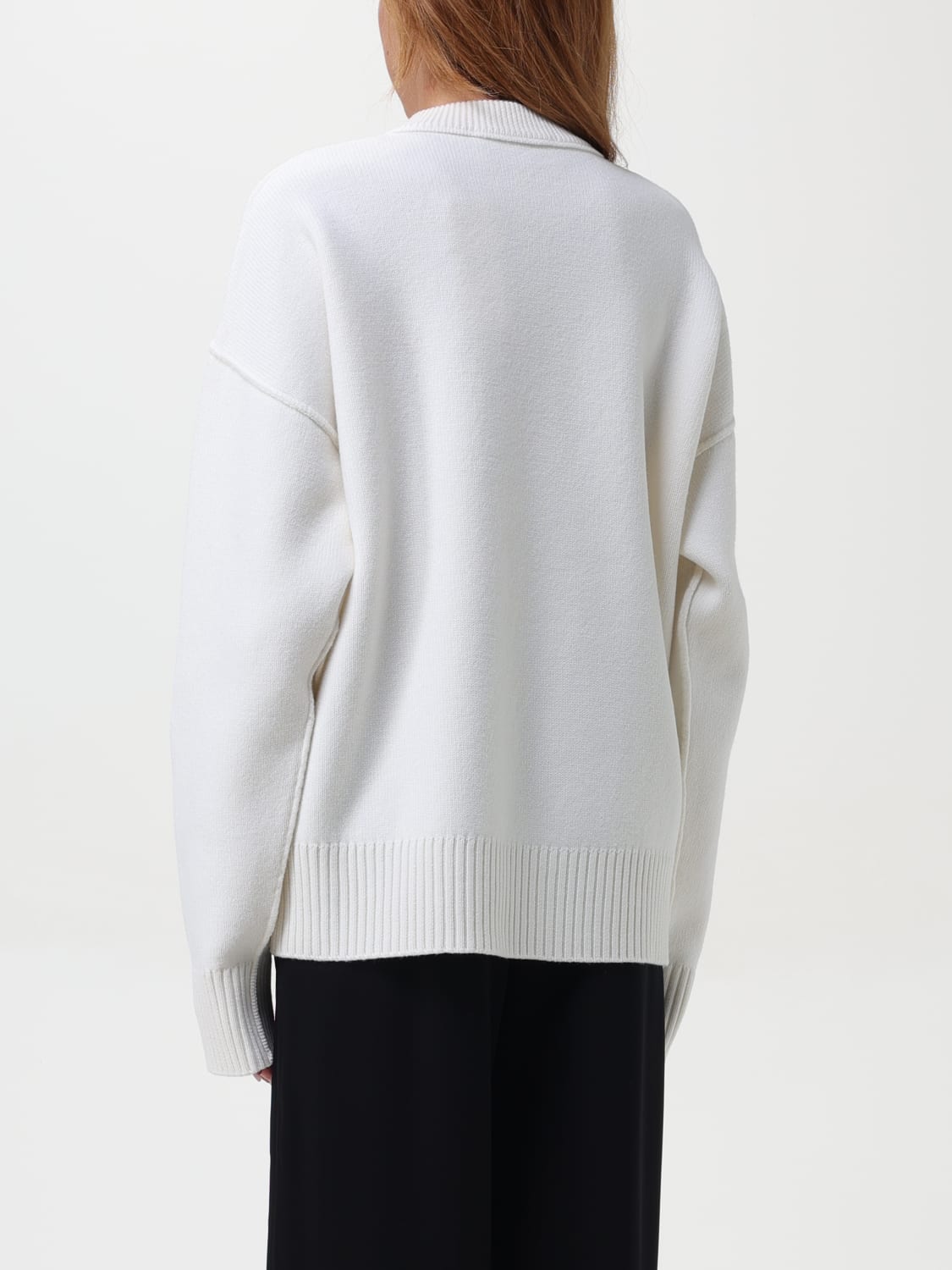 AMI PARIS: Ami de Coeur wool sweater with inlaid logo - White