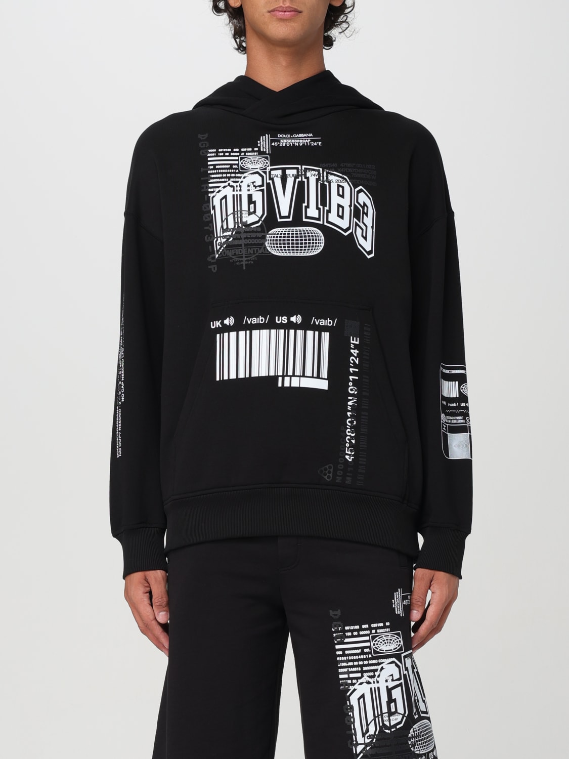 DOLCE & GABBANA SWEATSHIRT: Dolce & Gabbana DGVIB3 hoodie, Black - Img 1