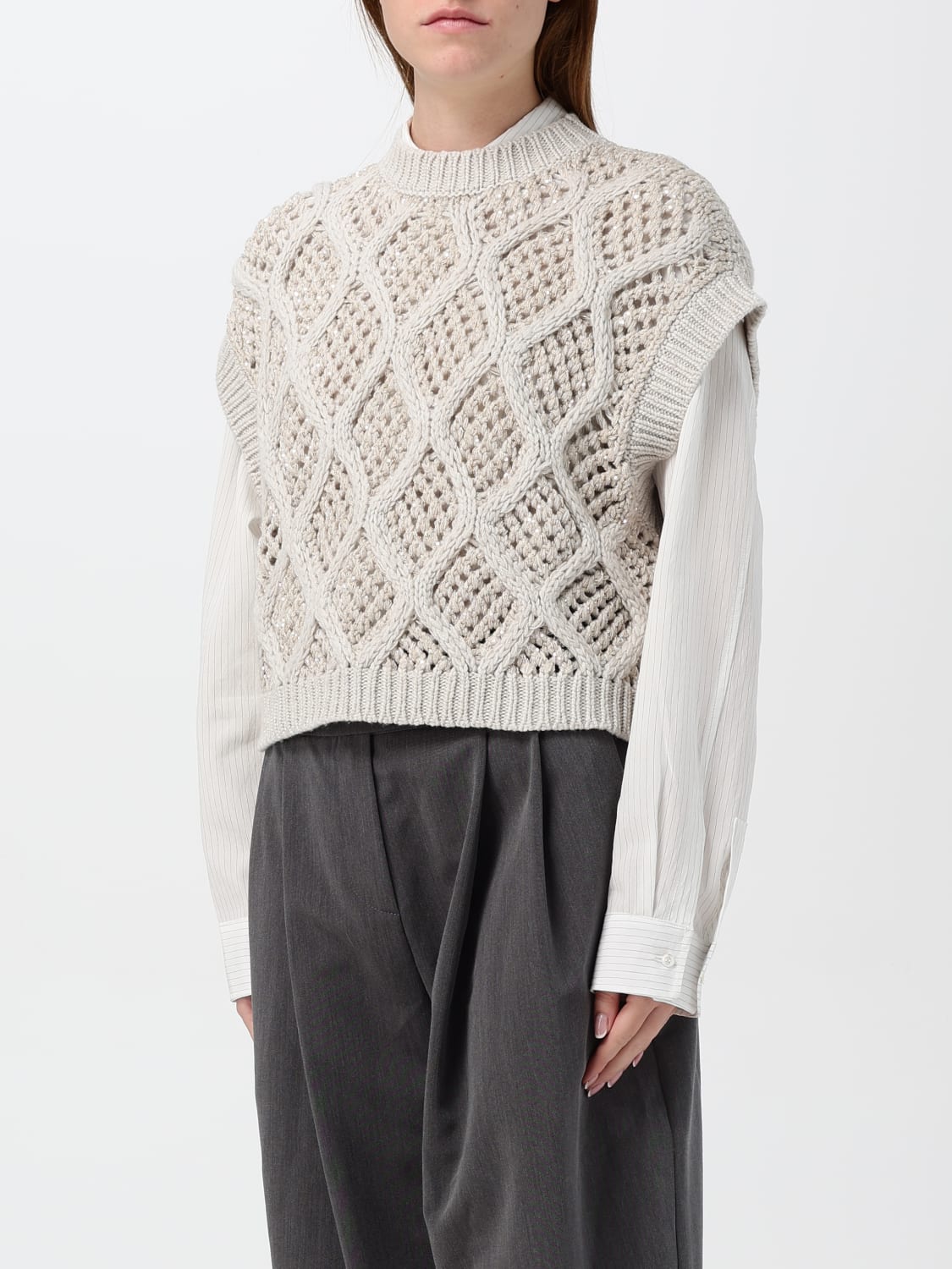 BRUNELLO CUCINELLI WESTE: Pullover damen Brunello Cucinelli, Perle - Img 4