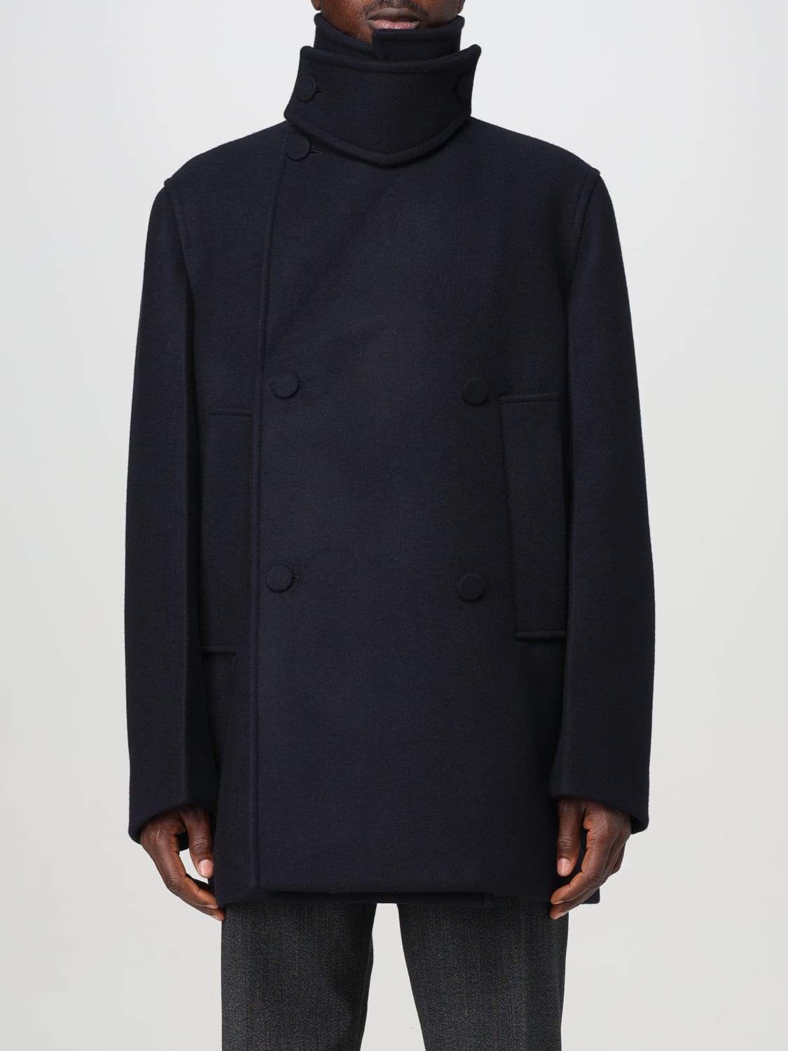 JIL SANDER CAPPOTTO: Cappotto corto a doppiopetto Jil Sander in lana, Blue - Img 1