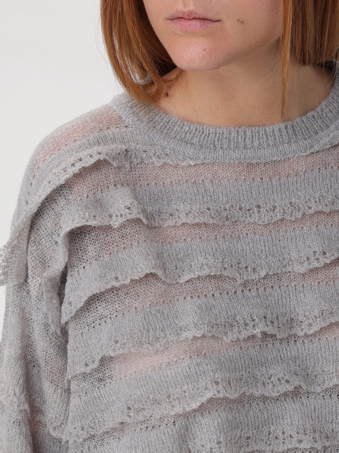 TWINSET MAGLIA: Maglia con rouches Twinset in misto lana, Grigio - Img 3