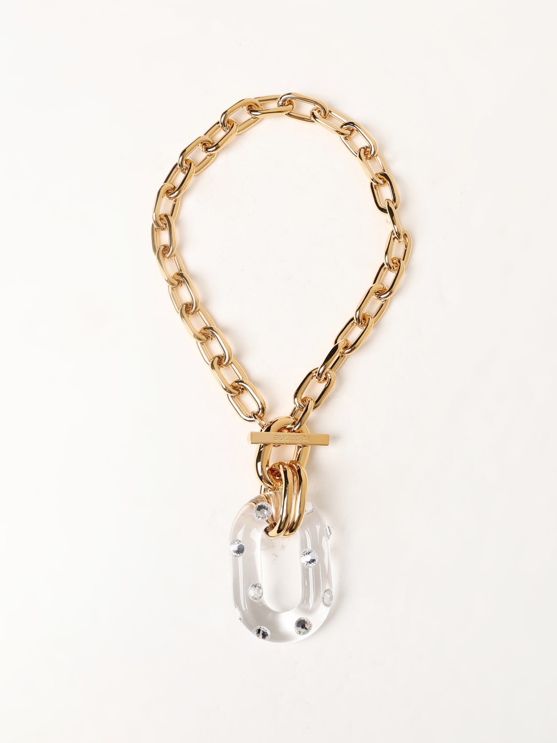 Giglio Collana XL Link Rabanne ottone con pendente di resina e strass