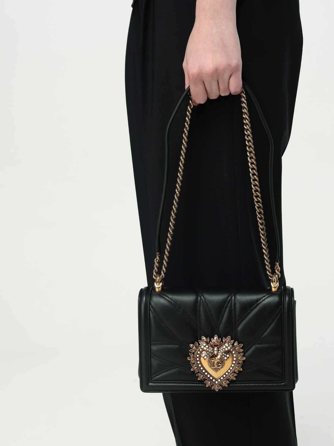 DOLCE & GABBANA BORSA MINI: Borsa Devotion Dolce & Gabbana in pelle trapuntata , Nero - Img 2