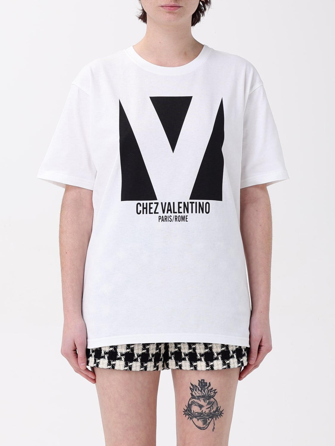 VALENTINO｜ (6B0MG24H 95W A03 / 6B3MG24H 95W A03) Valentino: Women's Jersey T-Shirt (Ivory) | DSMNY E-SHOP
