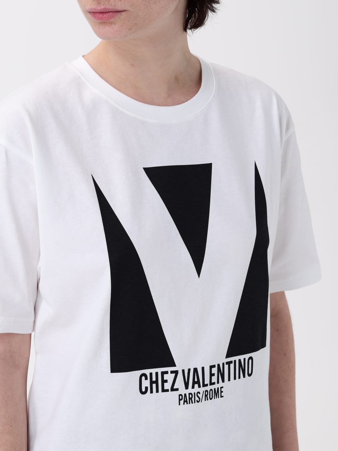 VALENTINO T-SHIRTS: T-shirt Chez Valentino Valentino in jersey con logo , Bianco - Img 4