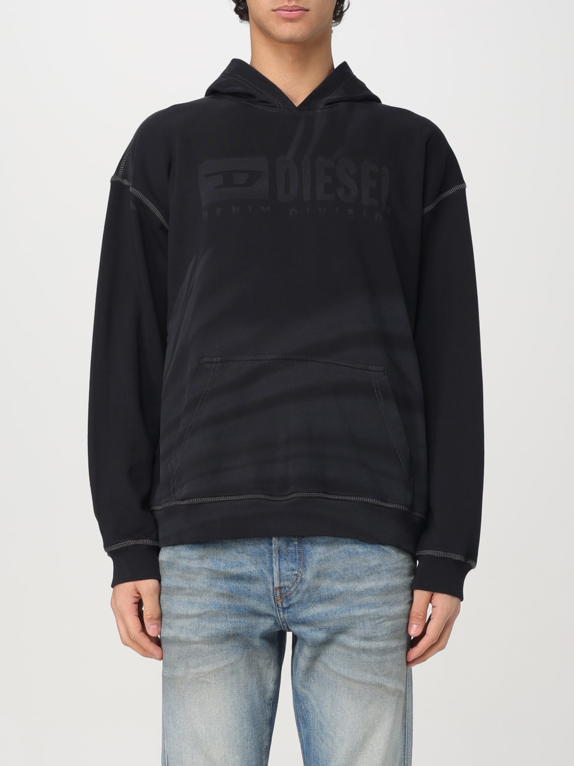 DIESEL ブラック アイデザインスウェット Men's Oversized sweatshirt with logo patch | Black | Diesel